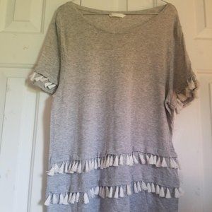 Grey T-shirt with Fringe